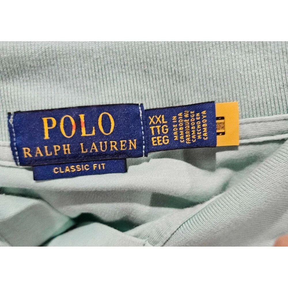 Polo Ralph Lauren Classic Fit Mesh Polo Mint Seafoam Green XXL Pony Logo Preppy